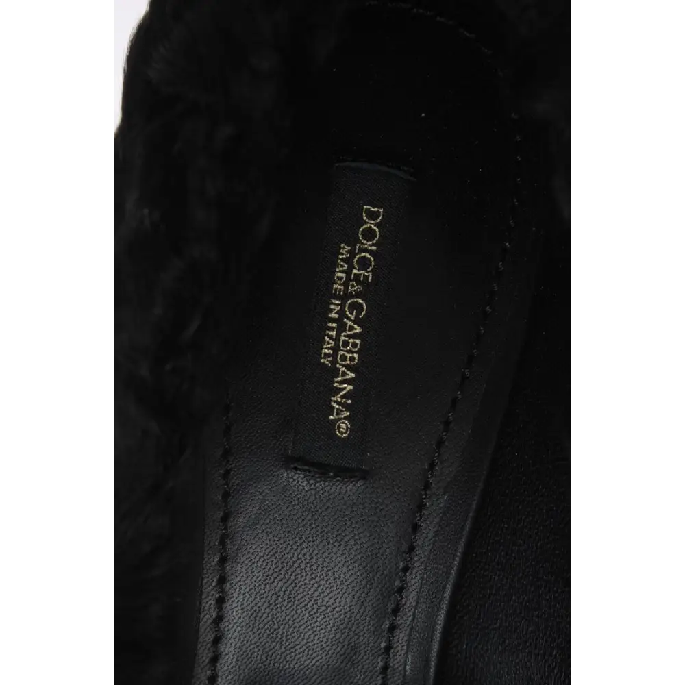 Dolce & Gabbana Schwarze Xiangao Lammfell Leder Pumps - EU40/US9.5