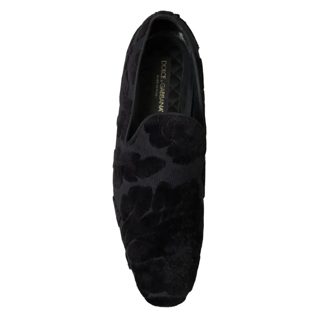 Dolce & Gabbana Schwarzer Brokat Loafers Formelle Schuhe - EU44/US11