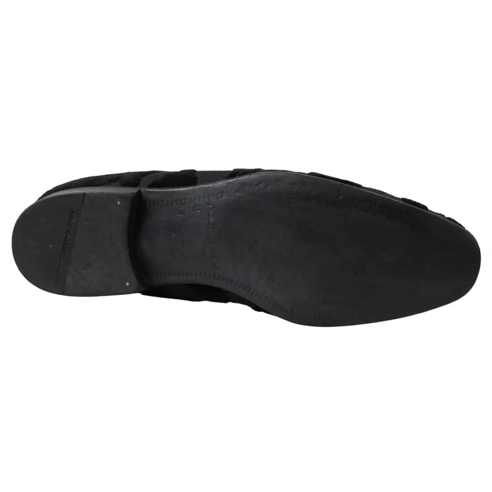 Dolce & Gabbana Schwarzer Brokat Loafers Formelle Schuhe - EU44/US11