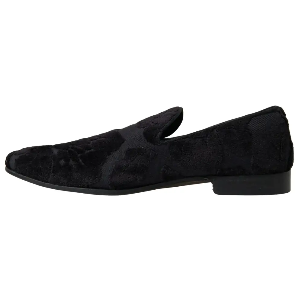 Dolce & Gabbana Schwarzer Brokat Loafers Formelle Schuhe - EU44/US11