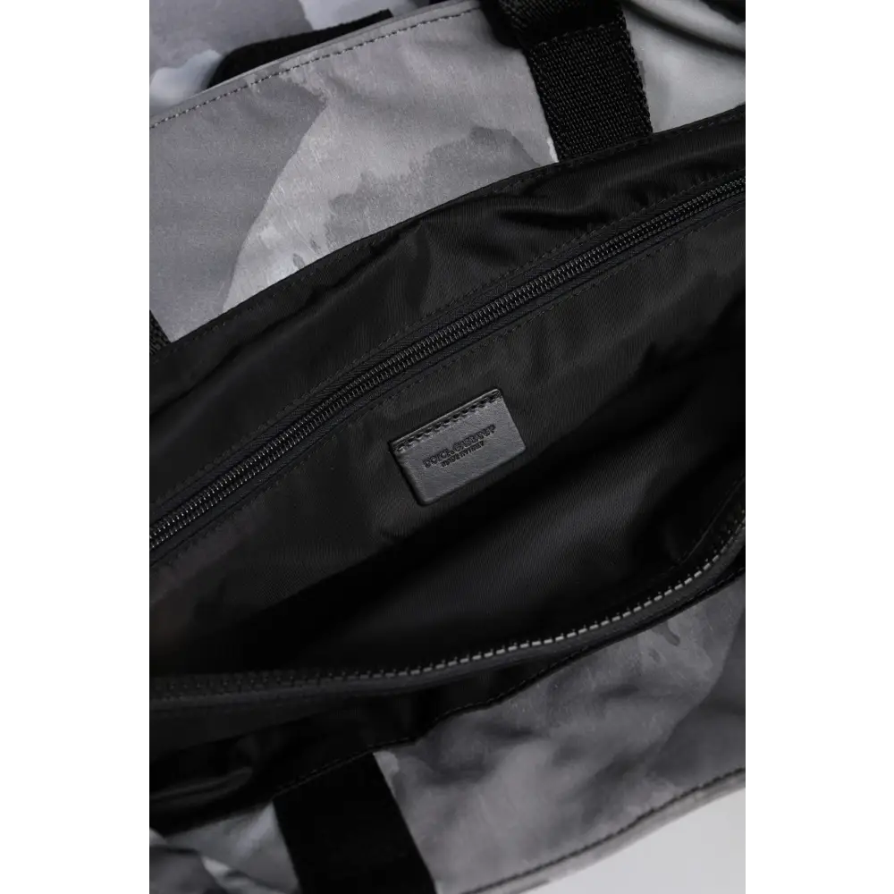Dolce & Gabbana Schwarzer Camouflage-Schulterriemen Logo-Plakette Tasche