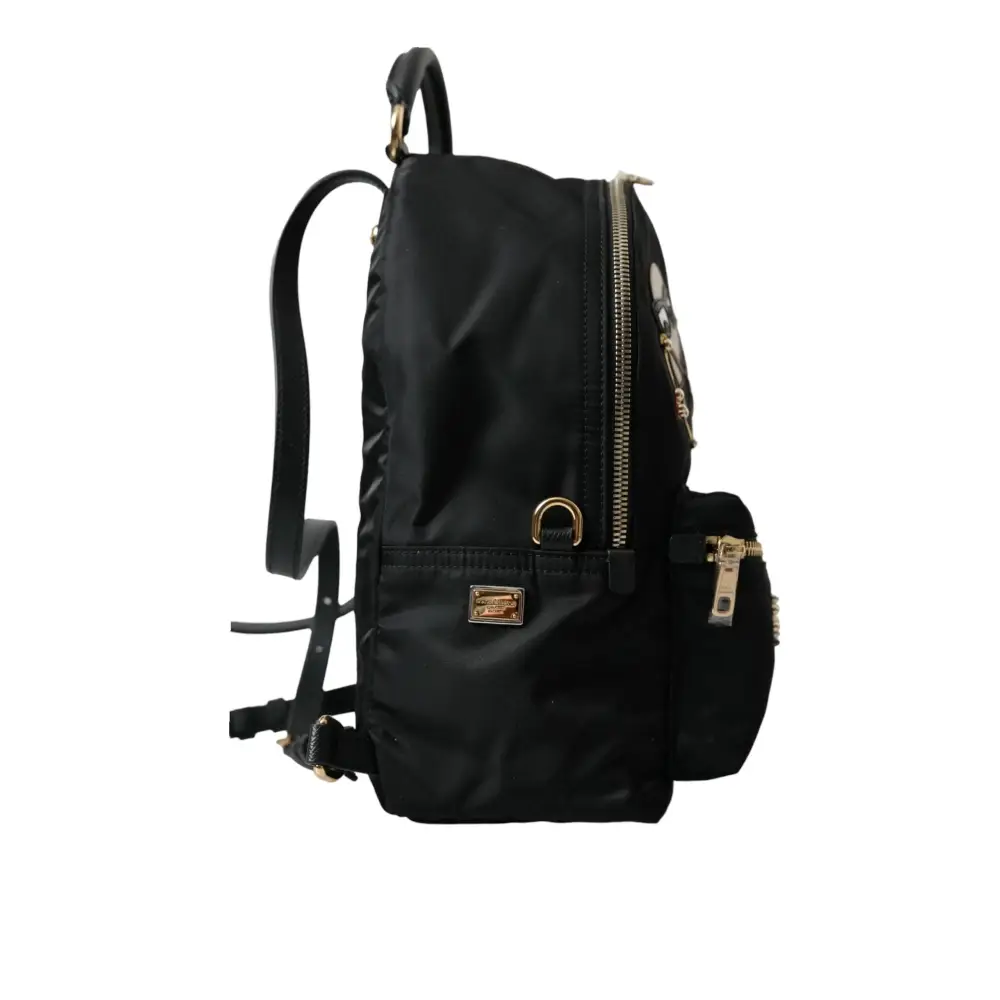 Dolce & Gabbana Schwarzer #DGFAMILY Verschönerter Rucksack VULCANO Tasche