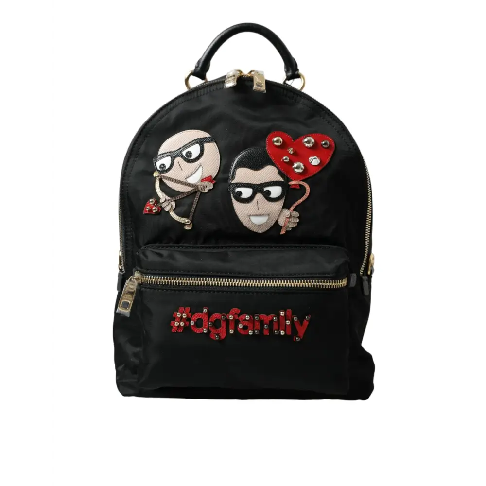 Dolce & Gabbana Schwarzer #DGFAMILY Verschönerter Rucksack VULCANO Tasche