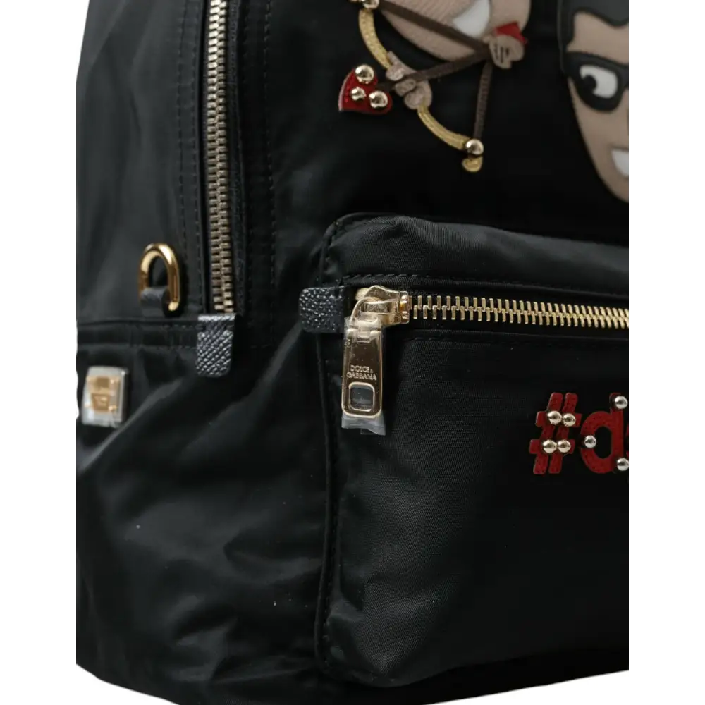 Dolce & Gabbana Schwarzer #DGFAMILY Verschönerter Rucksack VULCANO Tasche