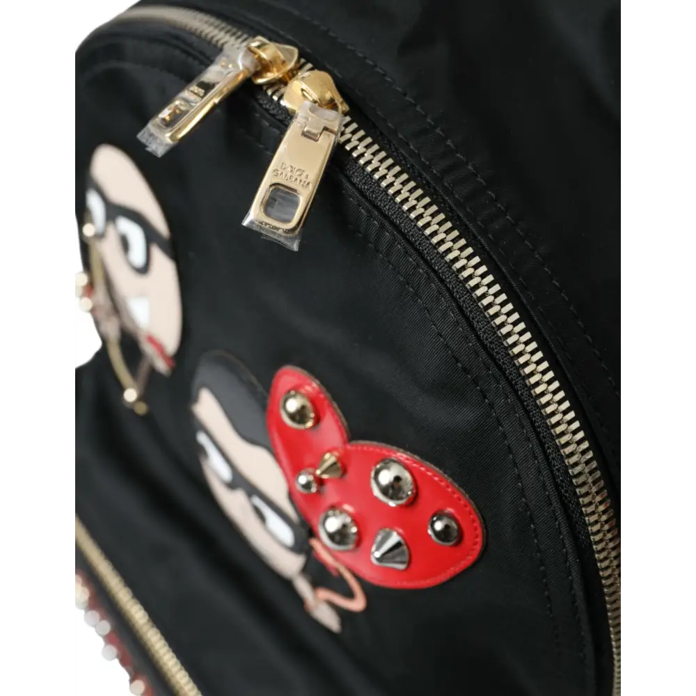 Dolce & Gabbana Schwarzer #DGFAMILY Verschönerter Rucksack VULCANO Tasche