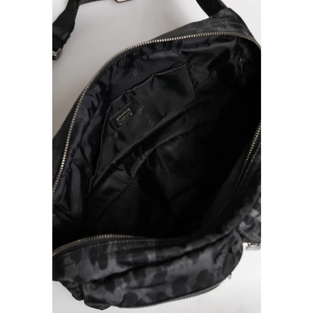 Dolce & Gabbana Schwarzer grauer Leopard DG Logo Gürtel Taille Gürteltasche