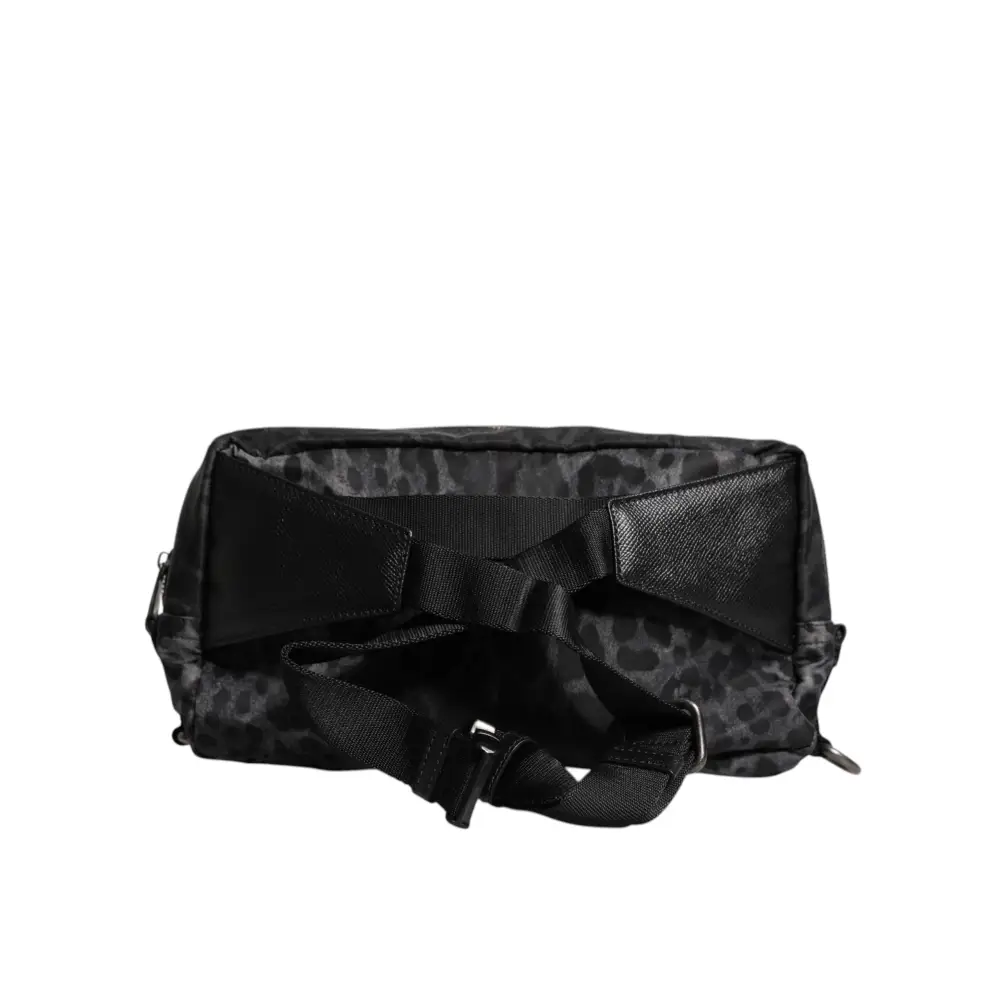 Dolce & Gabbana Schwarzer grauer Leopard DG Logo Gürtel Taille Gürteltasche