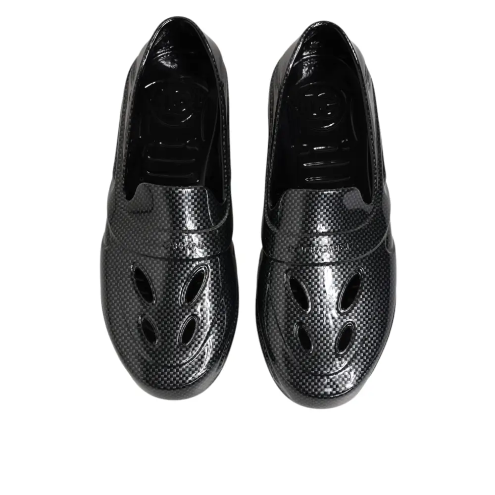 Dolce & Gabbana Schwarzer Gummi Rutschen Low Top Sneakers Schuhe - EU44/US11