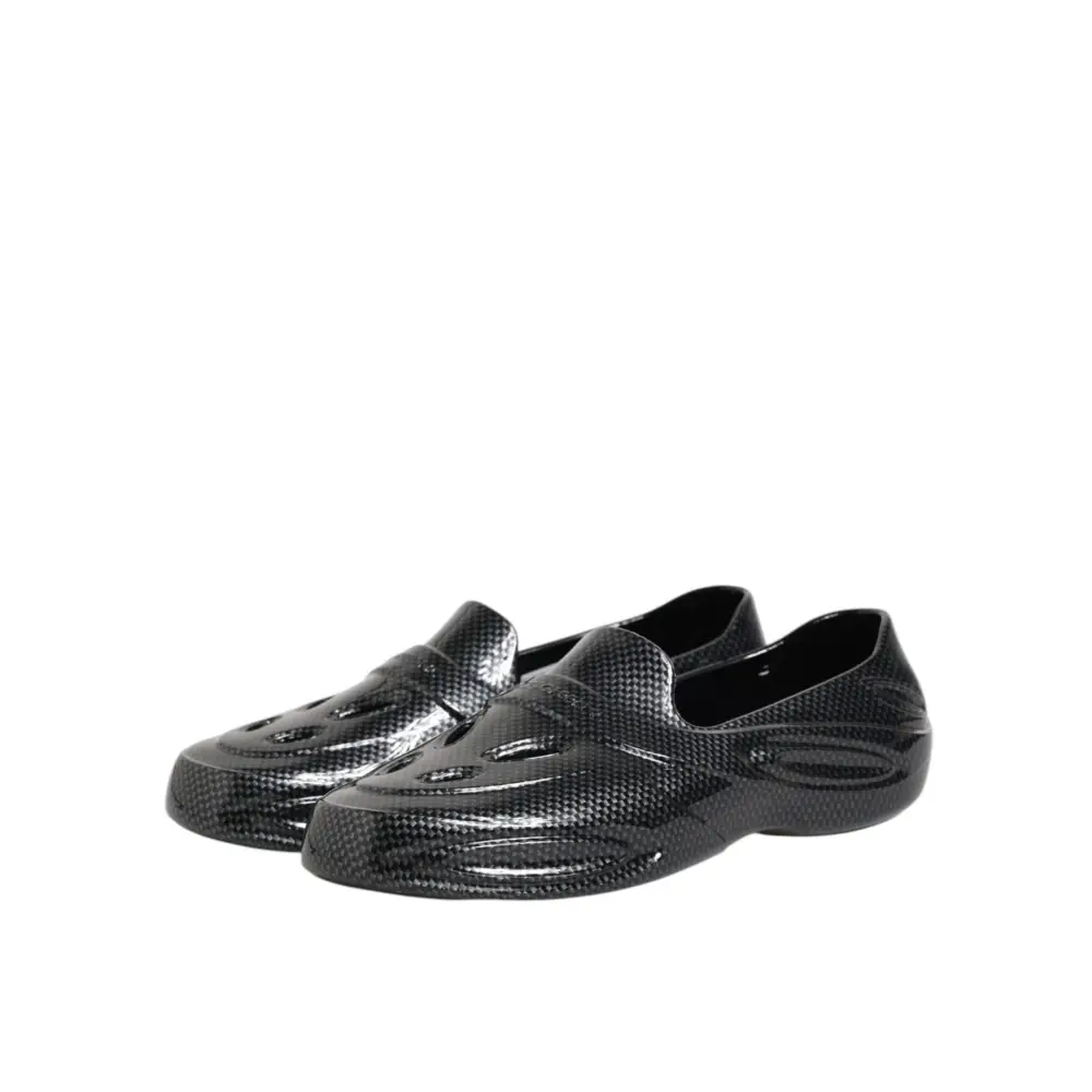 Dolce & Gabbana Schwarzer Gummi Rutschen Low Top Sneakers Schuhe - EU44/US11