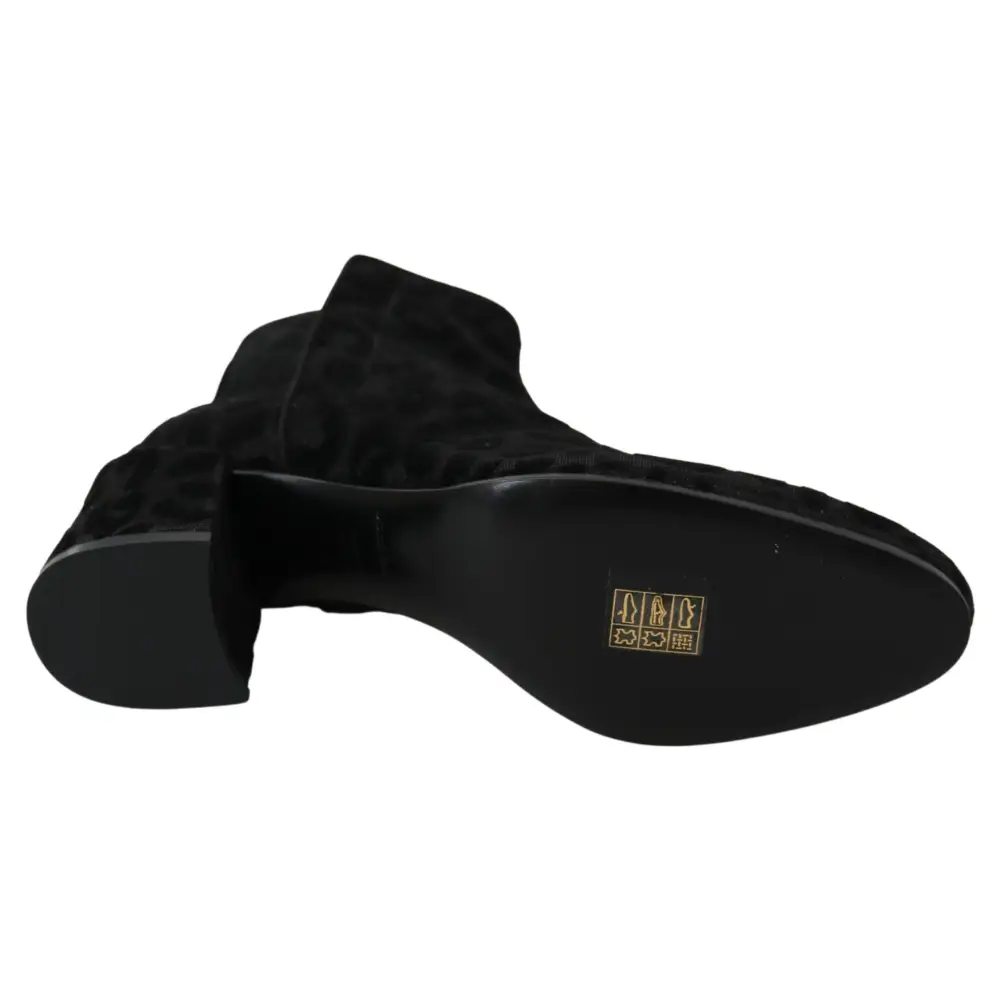 Dolce & Gabbana Schwarzer Leopard Kurze Stiefel Schuhe mit Reißverschluss - EU36.5/US6