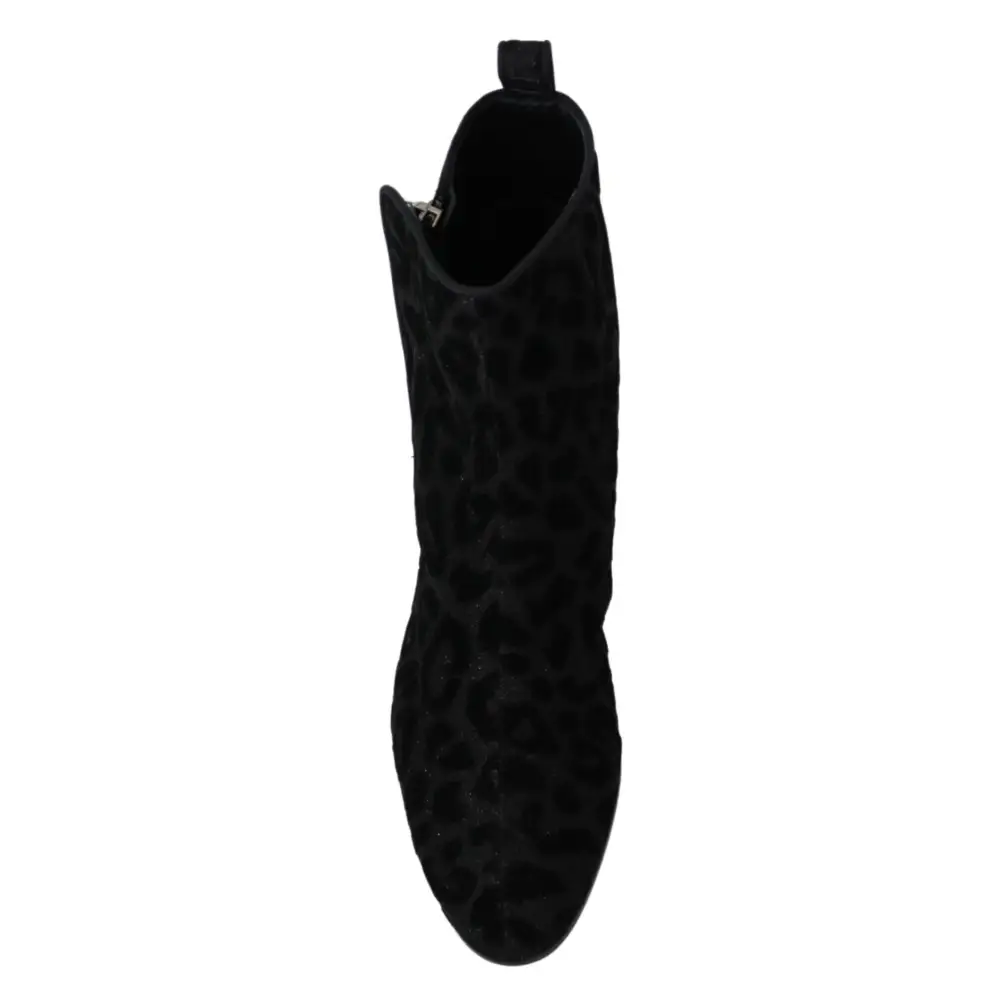 Dolce & Gabbana Schwarzer Leopard Kurze Stiefel Schuhe mit Reißverschluss - EU36.5/US6
