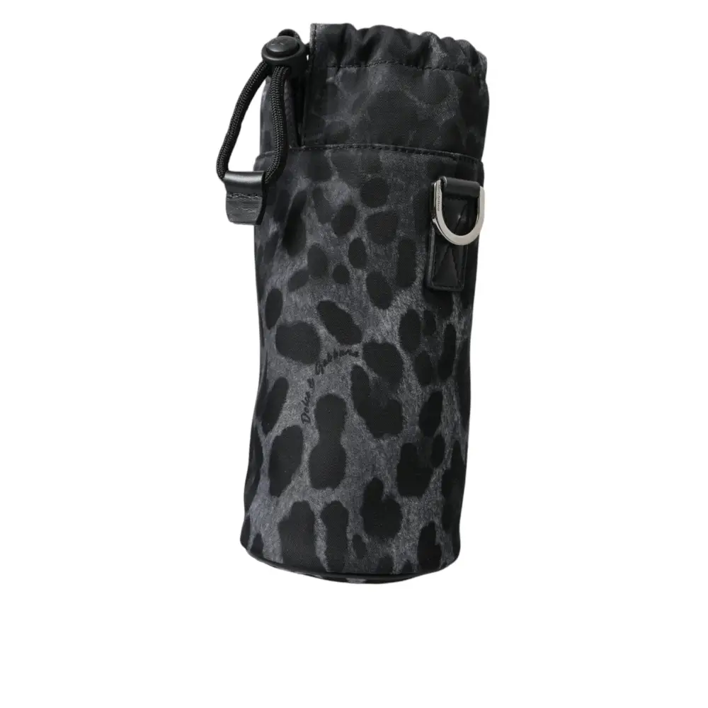Dolce & Gabbana Schwarzer Leopard Runde schlanke Tote Flaschenhaltertasche