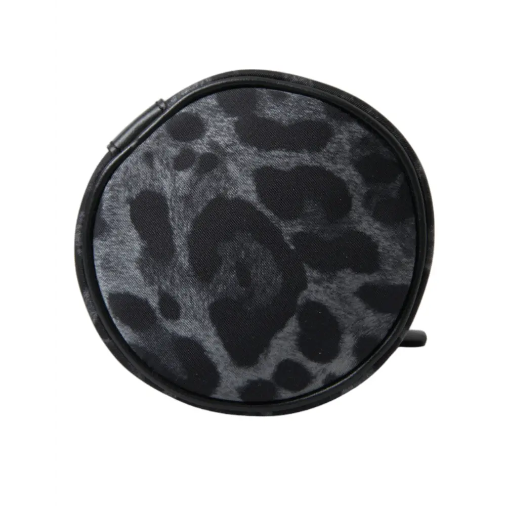 Dolce & Gabbana Schwarzer Leopard Runde schlanke Tote Flaschenhaltertasche