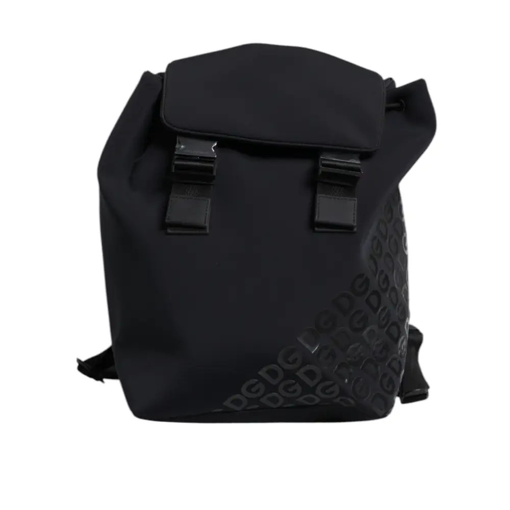 Dolce & Gabbana Schwarzer Neopren Nylon DG Logo Schulrucksack Tasche