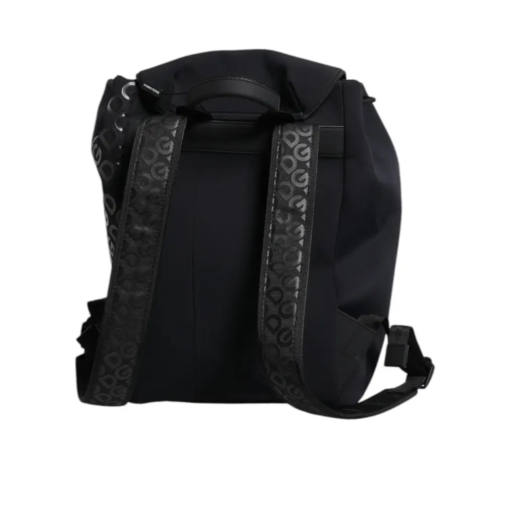 Dolce & Gabbana Schwarzer Neopren Nylon DG Logo Schulrucksack Tasche