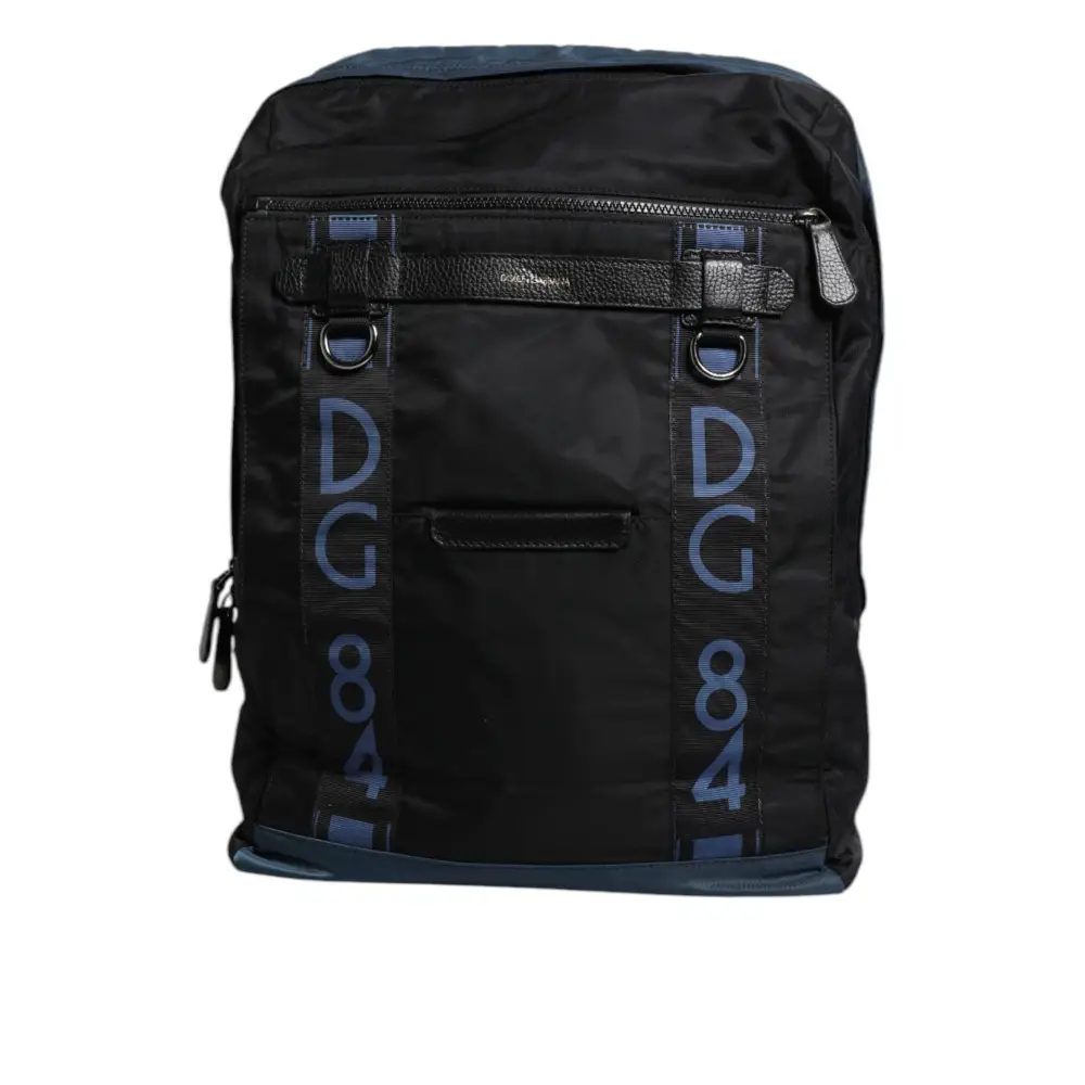 Dolce & Gabbana Schwarzer Nylon DG Logo Schulrucksack Tasche