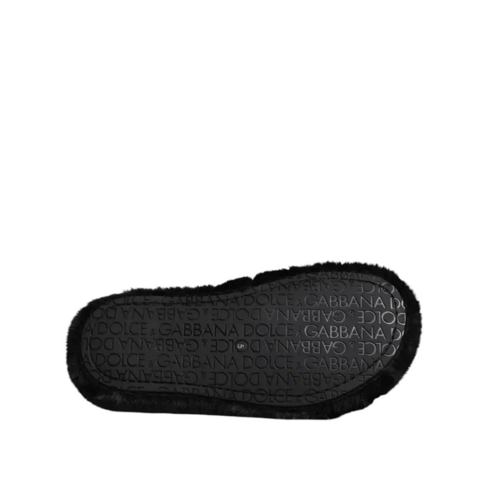 Dolce & Gabbana Schwarzer Polyester-Samt Pantoffel Schuhe - EU39/US6
