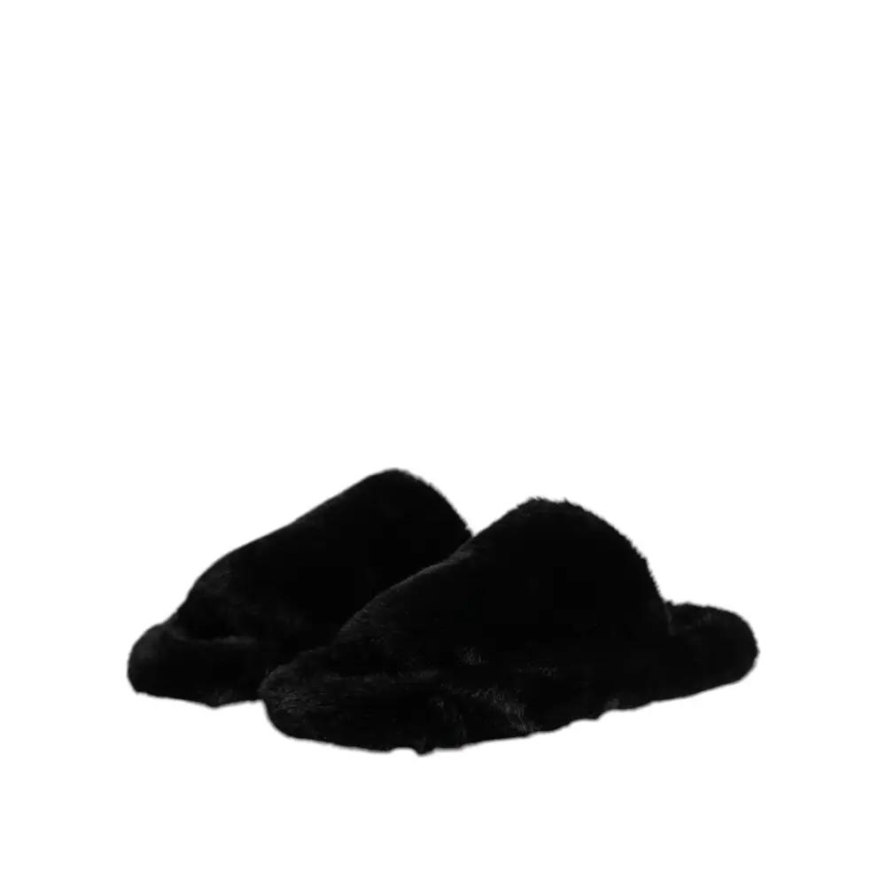 Dolce & Gabbana Schwarzer Polyester-Samt Pantoffel Schuhe - EU39/US6