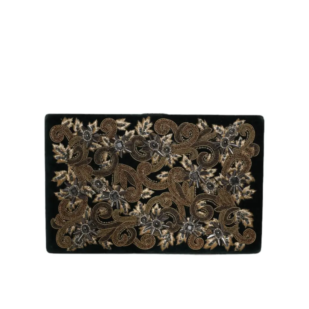 Dolce & Gabbana Schwarzer Samt Goldrahmen Clutch Abend Party Handtasche