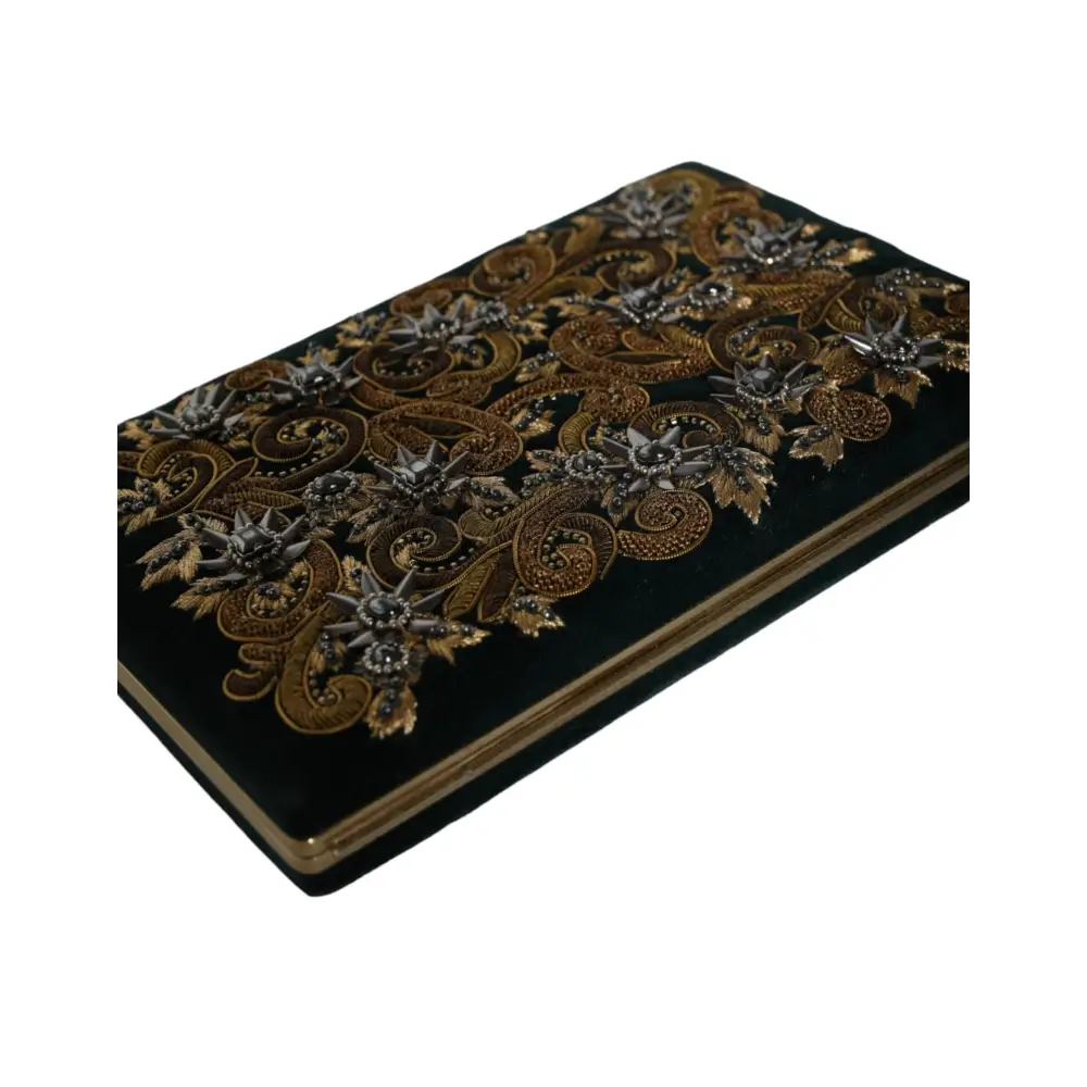 Dolce & Gabbana Schwarzer Samt Goldrahmen Clutch Abend Party Handtasche