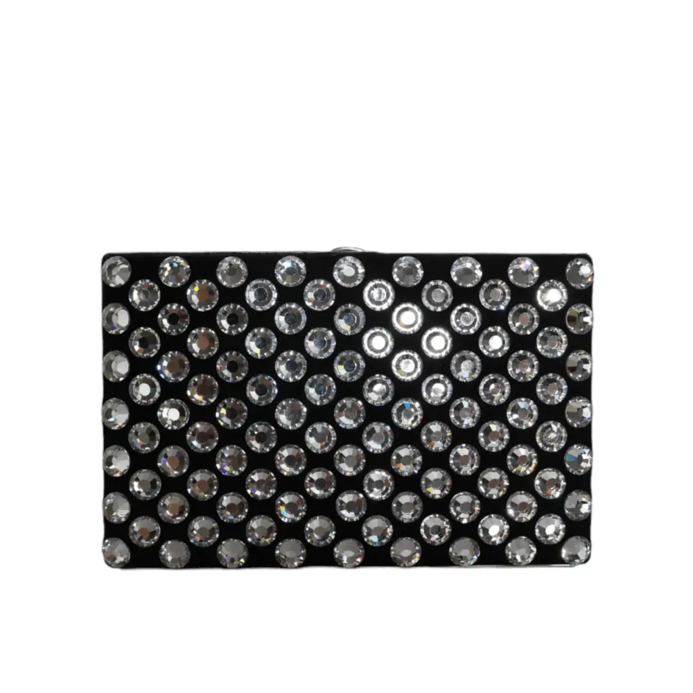 Dolce & Gabbana Schwarzer Samt-Kristall-Kupplungs-Abendparty-Handtasche