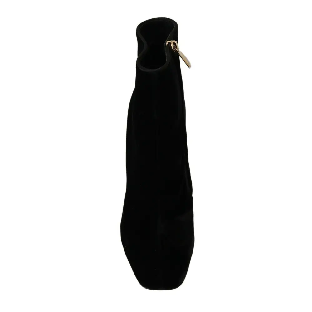 Dolce & Gabbana Schwarzer Samt Kristall Quadratische Absätze Schuhe - EU40/US9.5