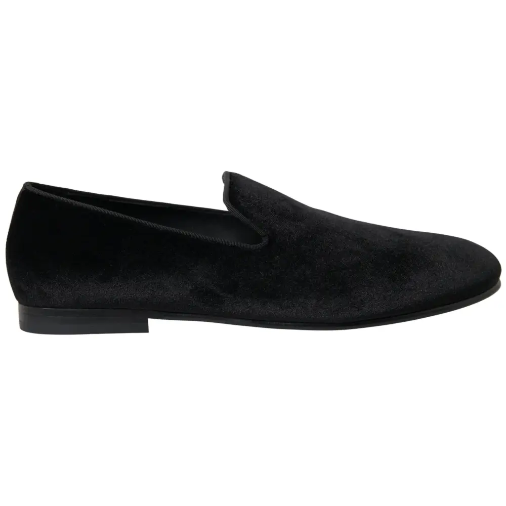 Dolce & Gabbana Schwarzer Samt Loafers Formelle Schuhe - EU39/US6