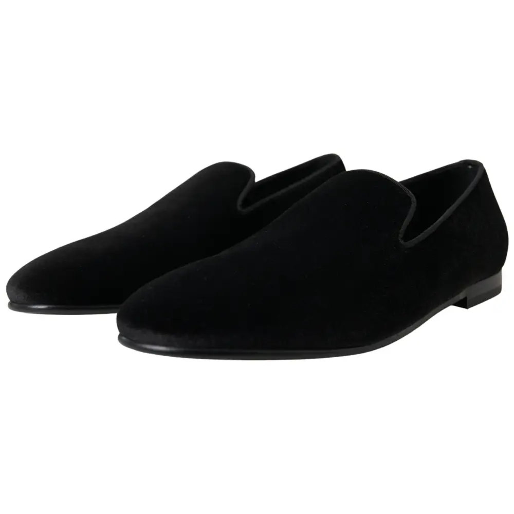 Dolce & Gabbana Schwarzer Samt Loafers Formelle Schuhe - EU39/US6