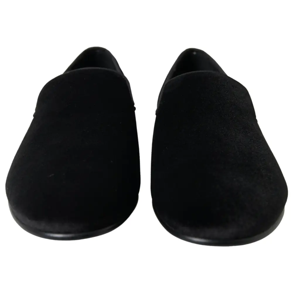 Dolce & Gabbana Schwarzer Samt Loafers Formelle Schuhe - EU39/US6