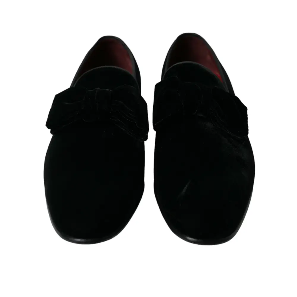 Dolce & Gabbana Schwarzer Samt Loafers Formelle Schuhe - EU40/US7