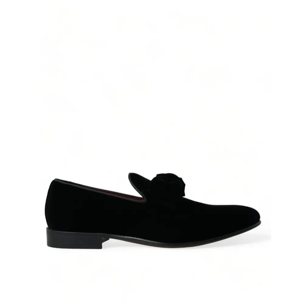 Dolce & Gabbana Schwarzer Samt Loafers Formelle Schuhe - EU40/US7