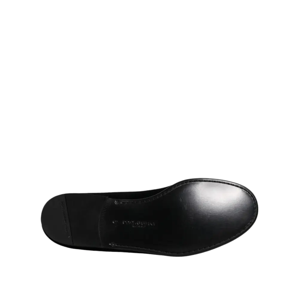Dolce & Gabbana Schwarzer Samt Slip On Loafers Formelle Schuhe