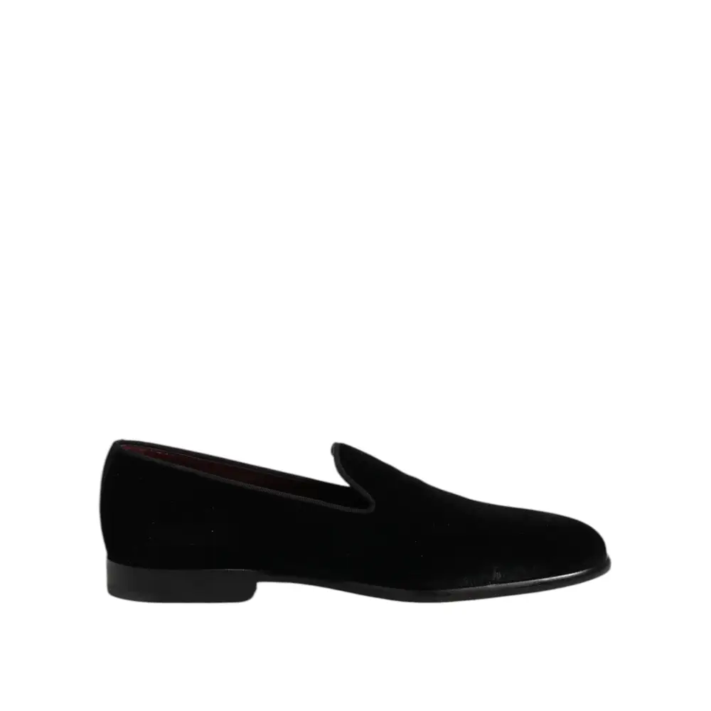 Dolce & Gabbana Schwarzer Samt Slip On Loafers Formelle Schuhe - EU40/US7