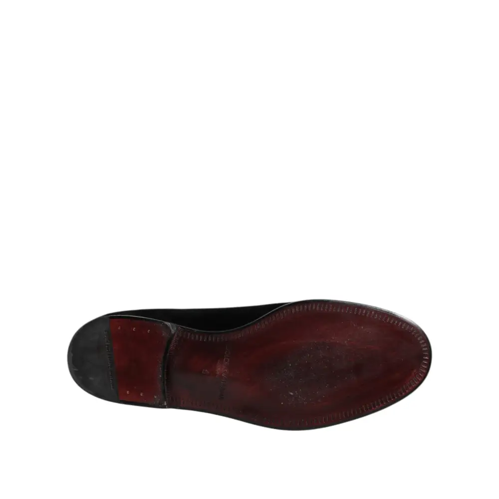 Dolce & Gabbana Schwarzer Samt Slip On Loafers Formelle Schuhe - EU40/US7