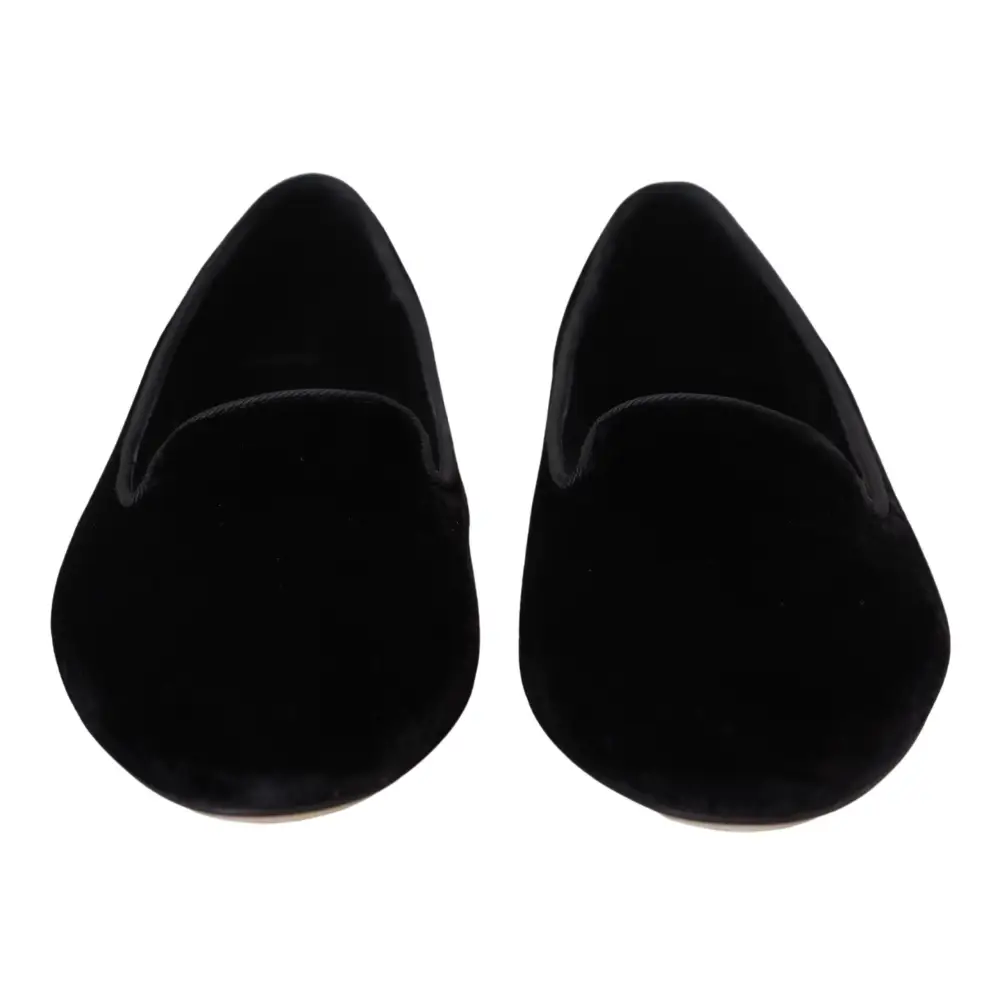 Dolce & Gabbana Schwarzer Samt Slip Ons Loafers Flats Schuhe - EU35/US4.5
