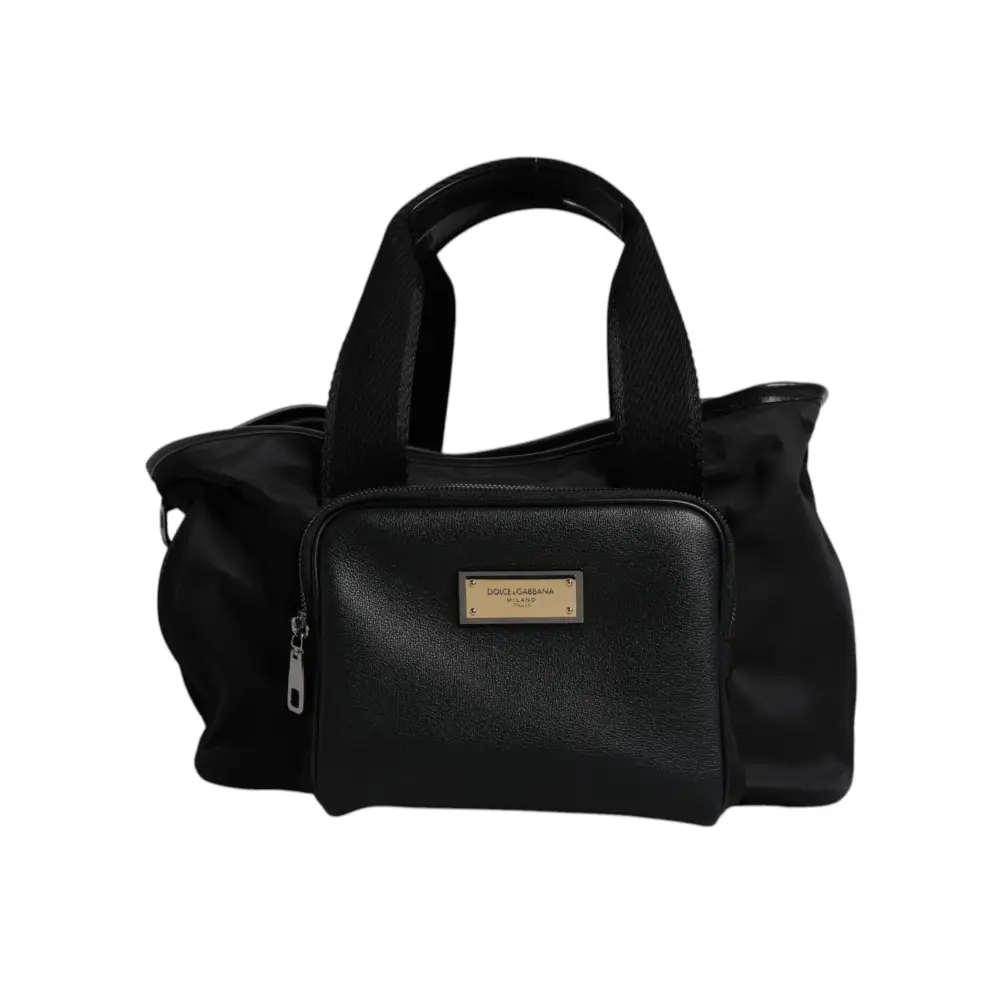 Dolce & Gabbana Schwarzer Schultergurt Pet Carry Logo Plaque Tasche