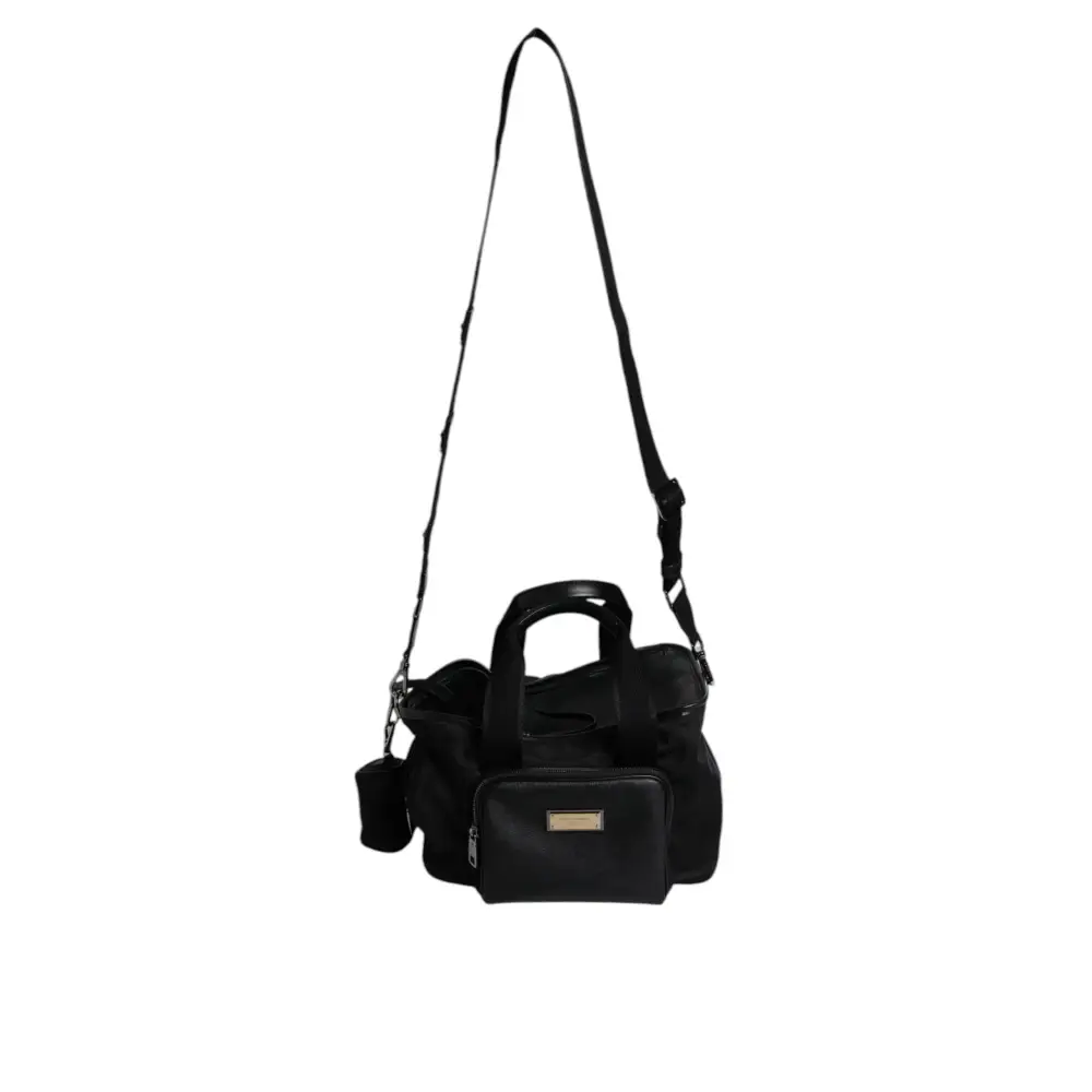 Dolce & Gabbana Schwarzer Schultergurt Pet Carry Logo Plaque Tasche