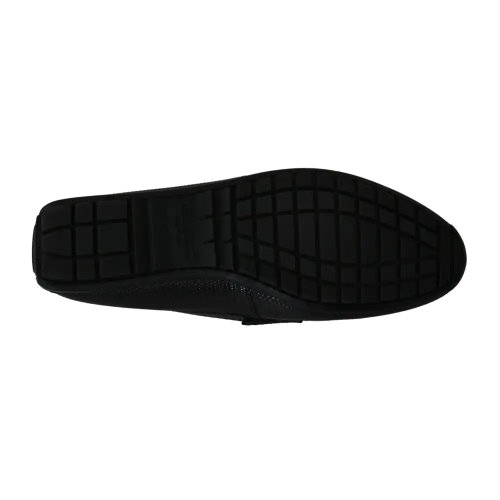 Dolce & Gabbana Schwarzes Eidechsenleder Flache Loafers Schuhe - EU39/US6