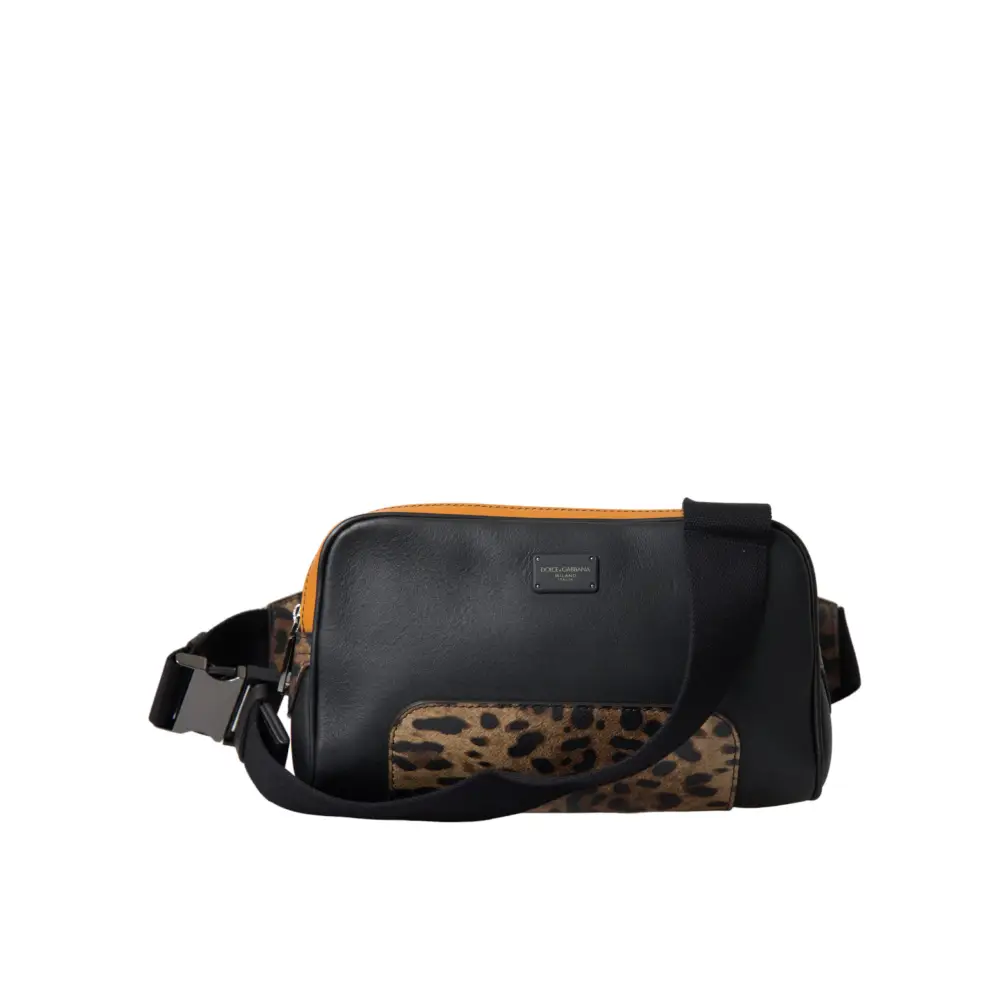 Dolce & Gabbana Schwarzes Exotenleder Logo Gürtel Taille Gürteltasche