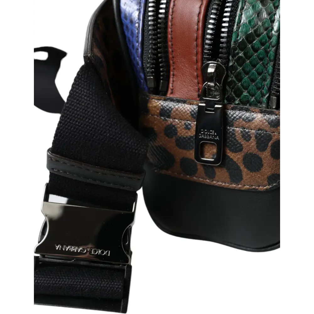 Dolce & Gabbana Schwarzes Exotenleder Logo Gürtel Taille Gürteltasche