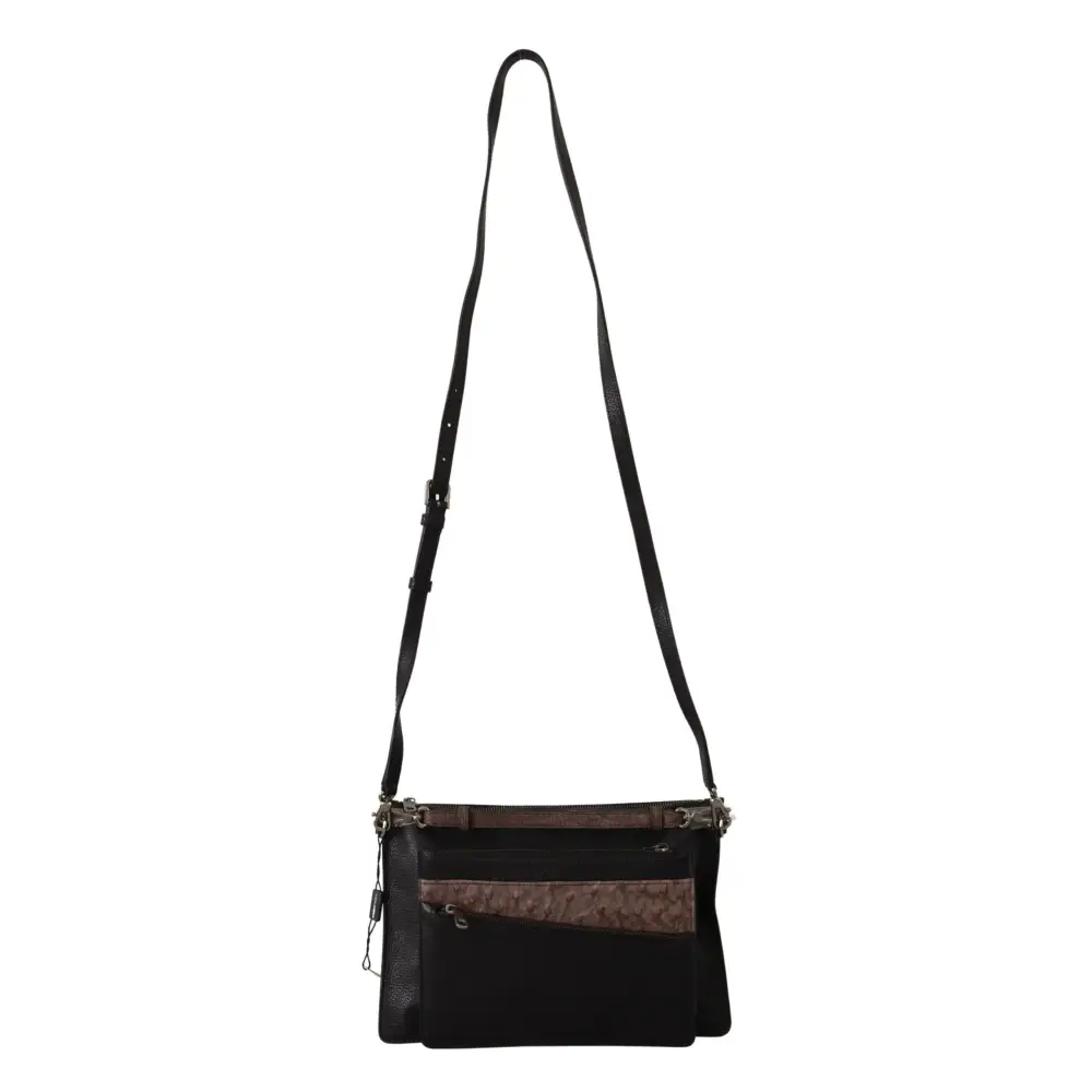 Dolce & Gabbana Schwarzes Exotenleder Schulterriemen Alta Sartoria Tasche