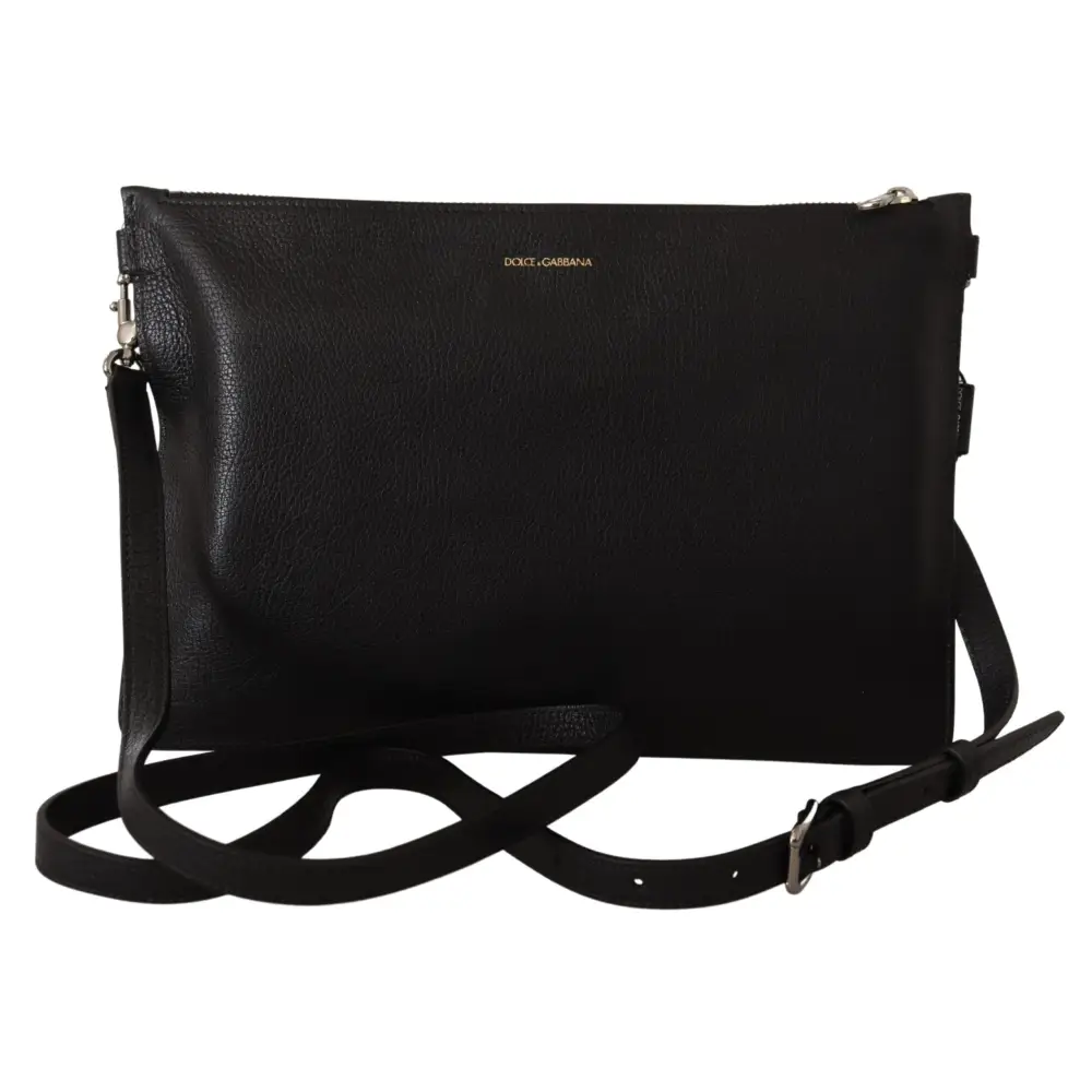 Dolce & Gabbana Schwarzes Exotenleder Schulterriemen Alta Sartoria Tasche