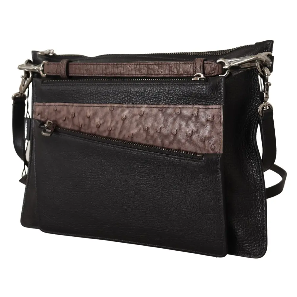 Dolce & Gabbana Schwarzes Exotenleder Schulterriemen Alta Sartoria Tasche