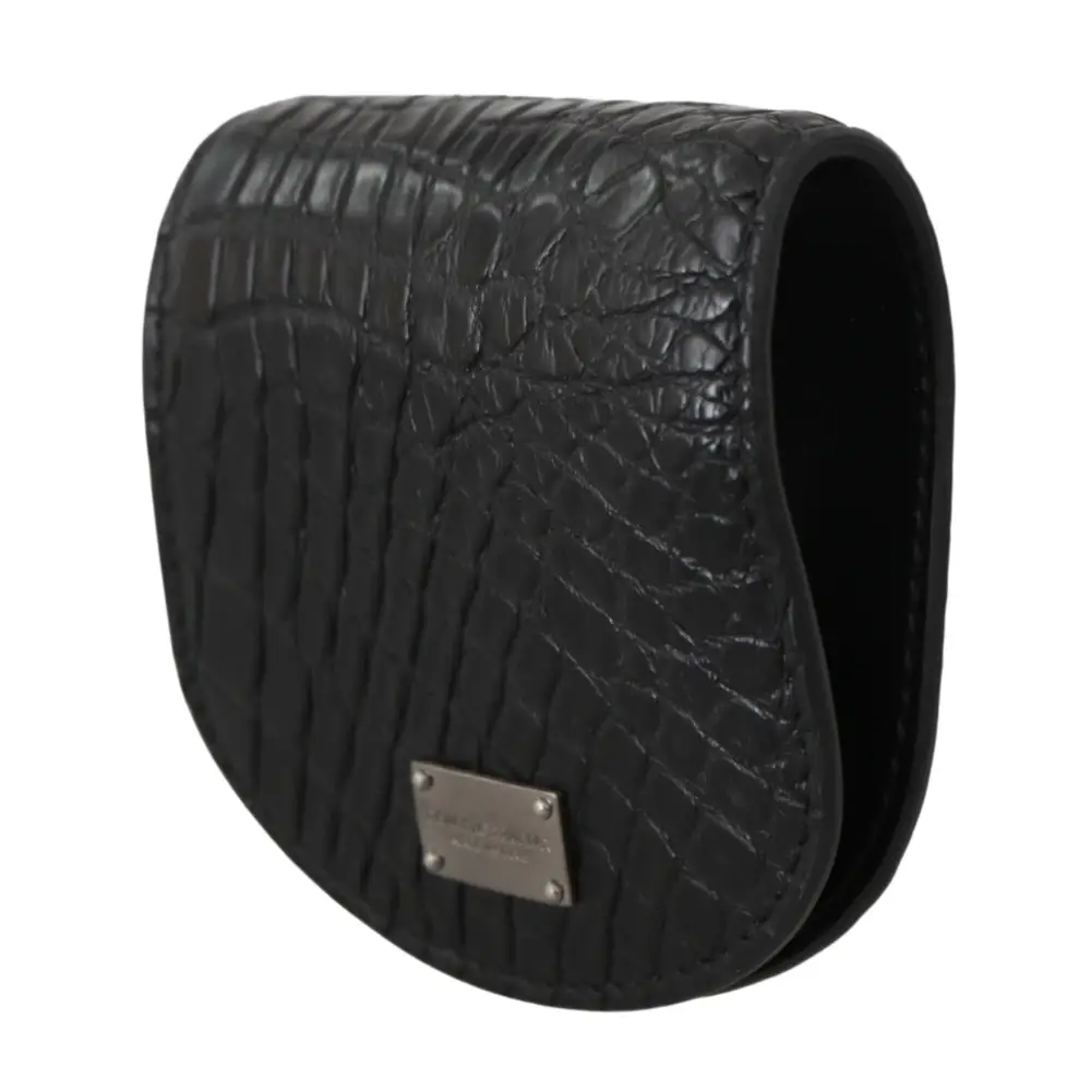 Dolce & Gabbana Schwarzes exotisches Skin Taschenkondom Etui Halter