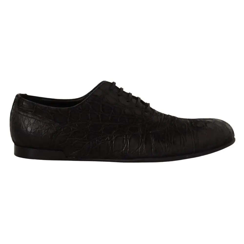 Dolce & Gabbana Schwarzes Kaimanleder Herren Oxford Schuhe - EU44/US11