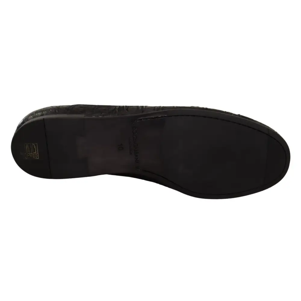 Dolce & Gabbana Schwarzes Kaimanleder Herren Oxford Schuhe - EU44/US11