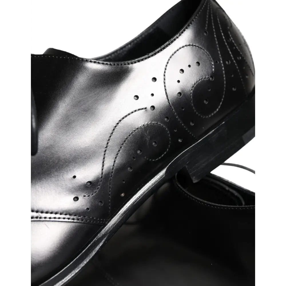 Dolce & Gabbana Schwarzes Kalbsleder Derby Herren Anzugschuhe - EU43/US10