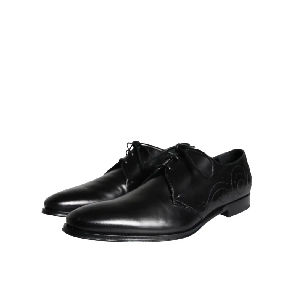 Dolce & Gabbana Schwarzes Kalbsleder Derby Herren Anzugschuhe - EU43/US10