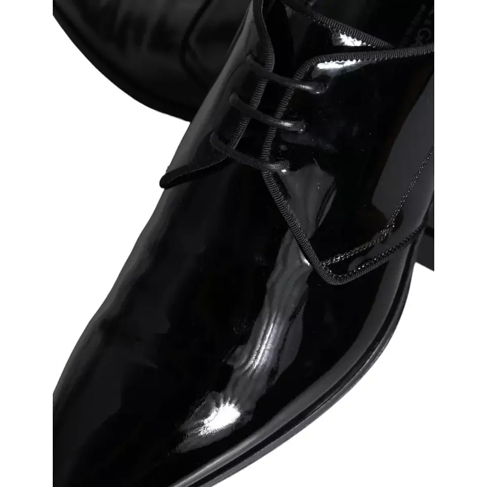 Dolce & Gabbana Schwarzes Kalbsleder Derby Herren Anzugschuhe