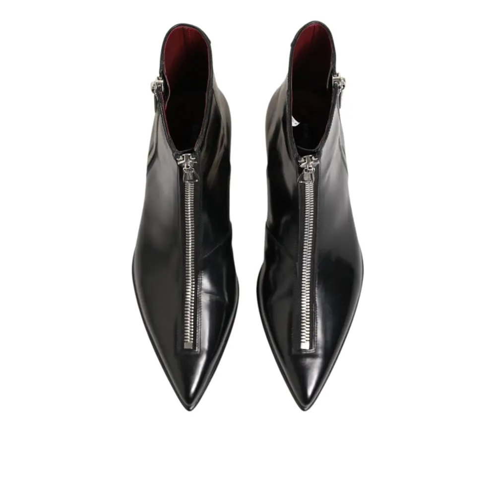 Dolce & Gabbana Schwarzes Kalbsleder Herren SHORT Stiefel Schuhe - EU 41 | US 8